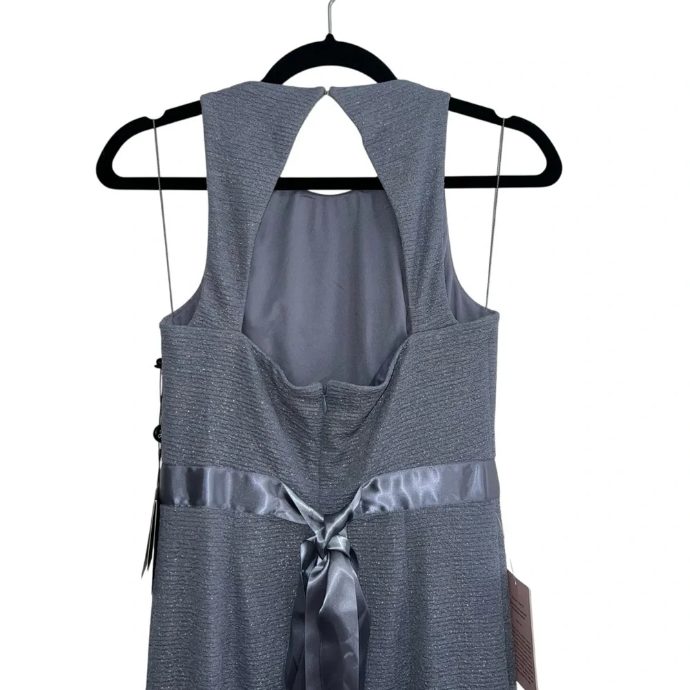 NEW NWT Adrianna Papell BHLDN Idris Open Back Maxi Gown Hydrangea Gray Blue